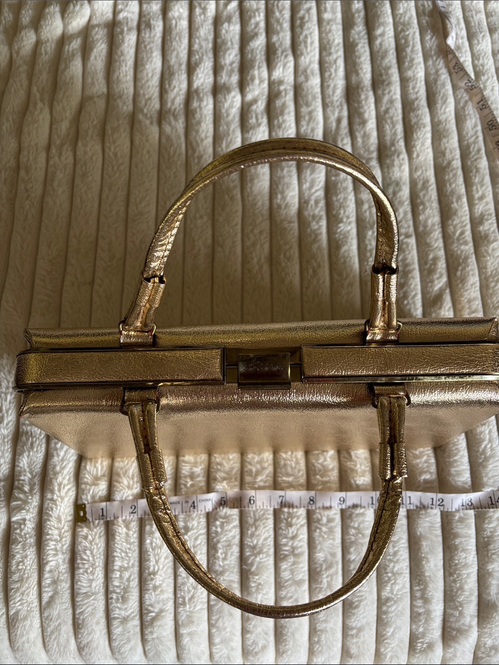 Vintage retro 1950s Gold Metallic Top-Handle Evening Bag - Picture 5 of 6